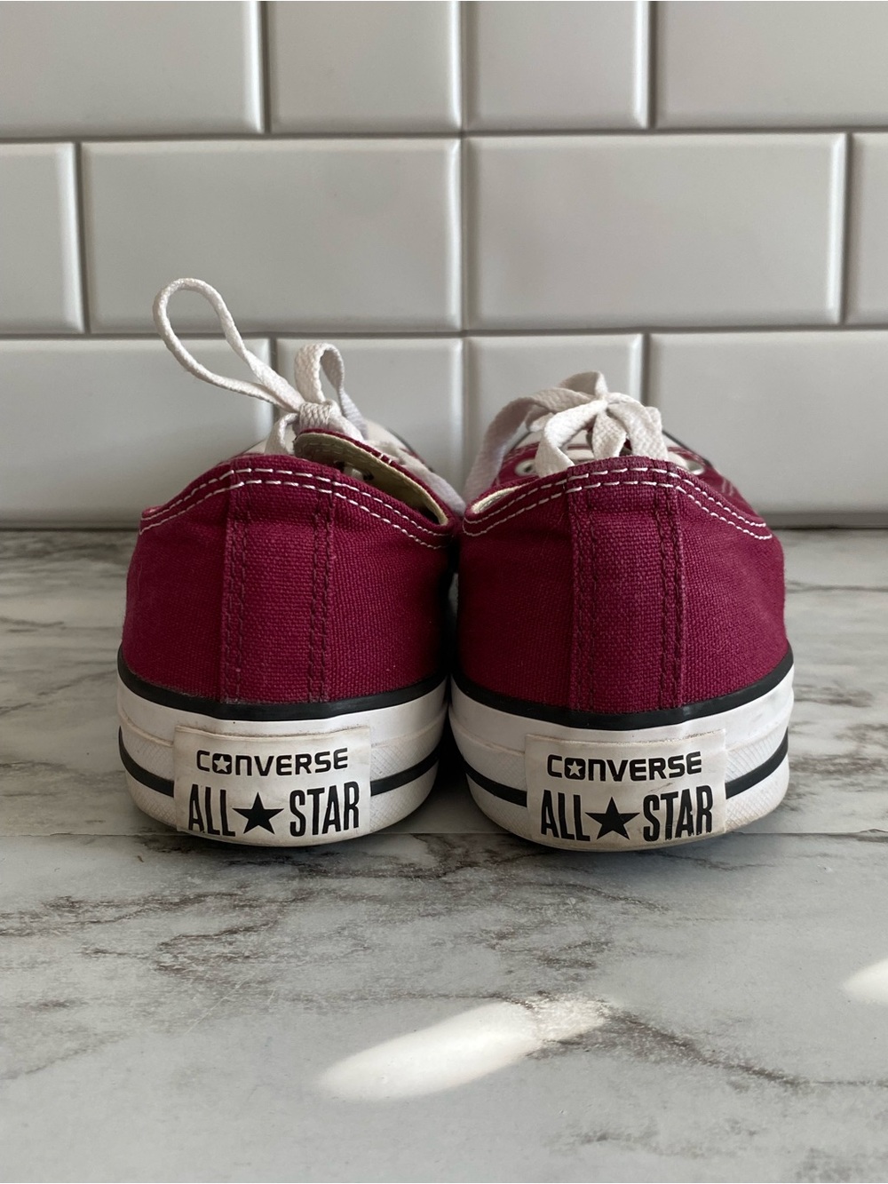 Converse Burgundy and White Low Top Sneakers - Picture 4 of 7